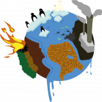 clipart shows various aspects of climate change effects