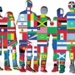 image people with multi country flags as fill.