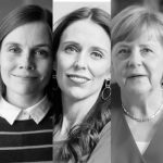Women Leaders - head shot of (left to right)Tsai Ing-wen, Sanna Marin, Jacinda Ardern, Angela Merkel, Katrín Jakobsdóttir