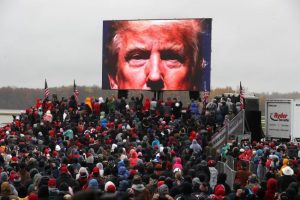 Trump on Video as his fans look up to him