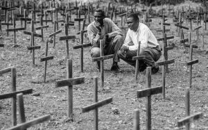 Rawanda 1994 genocide remembrance at a Mass Grave.