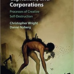 book cover image of man with it's polluting industries on it's back walking towards edge of a cliff following all lesser animals towards self destruction.