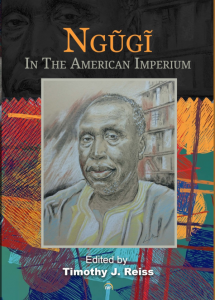 book cover of Ngugi in the American Imperium, shows sketch of Ngũgĩ wa Thiong'o